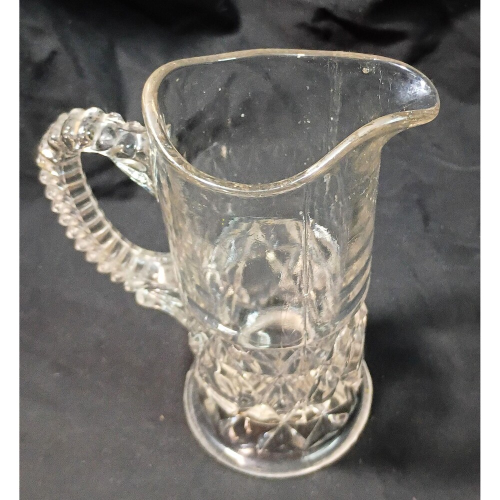 EAPG Model Flint Corse Cut Block Creamer Glass Cream Pitcher
